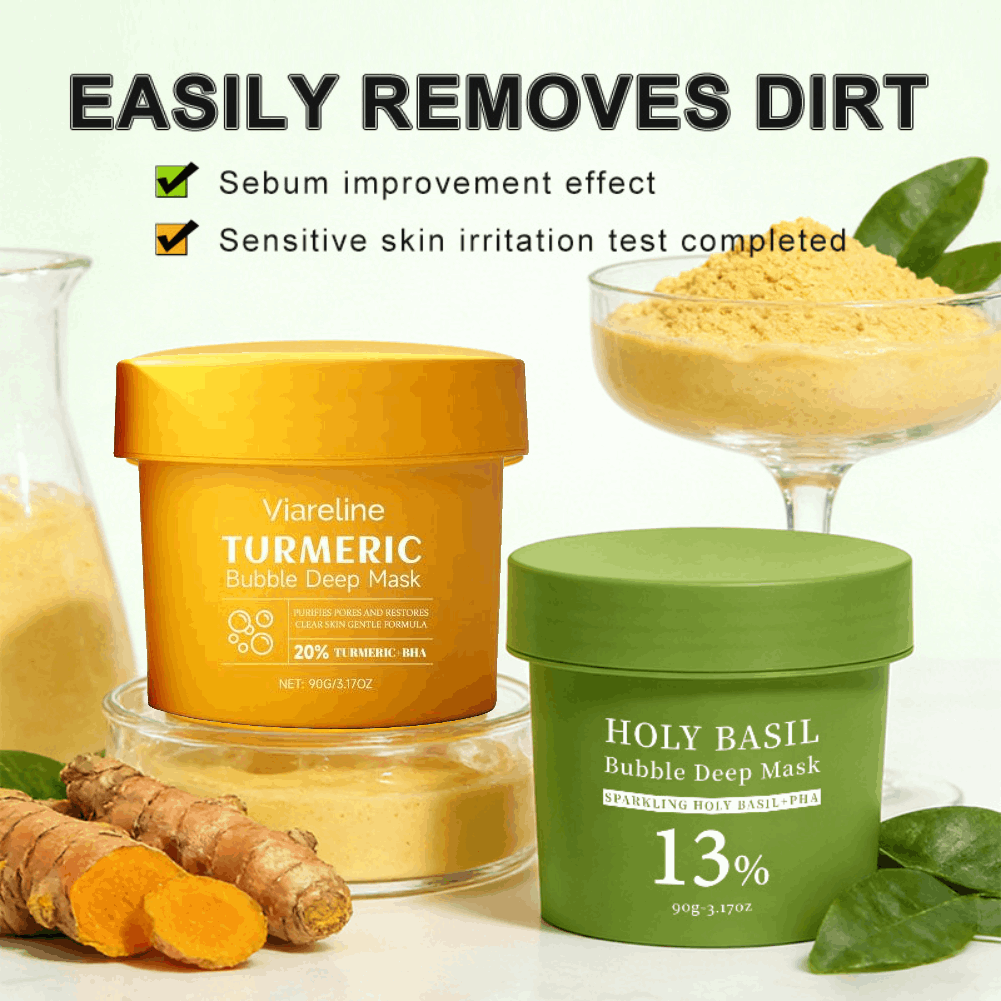 Bentonite Clay Mask - Kutsal Fesleğen Köpüren Kabarcık Maskesi Zerdeçal